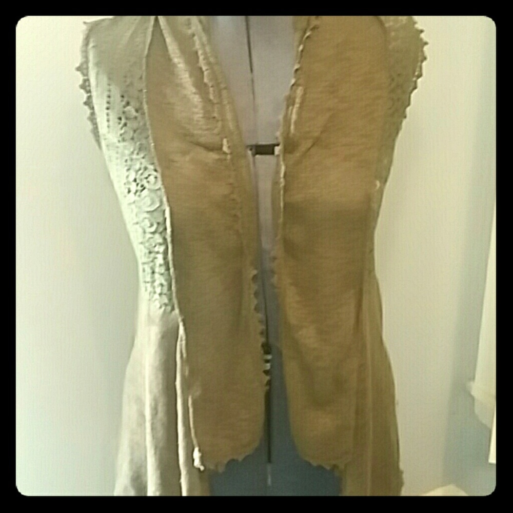 Long Olive lace vest